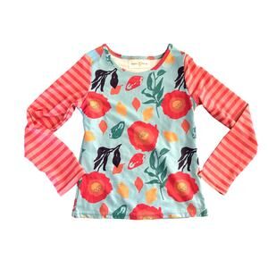 Oopsie Daisy Girls Floral and Stripe Rash Guard Shirt Size 7